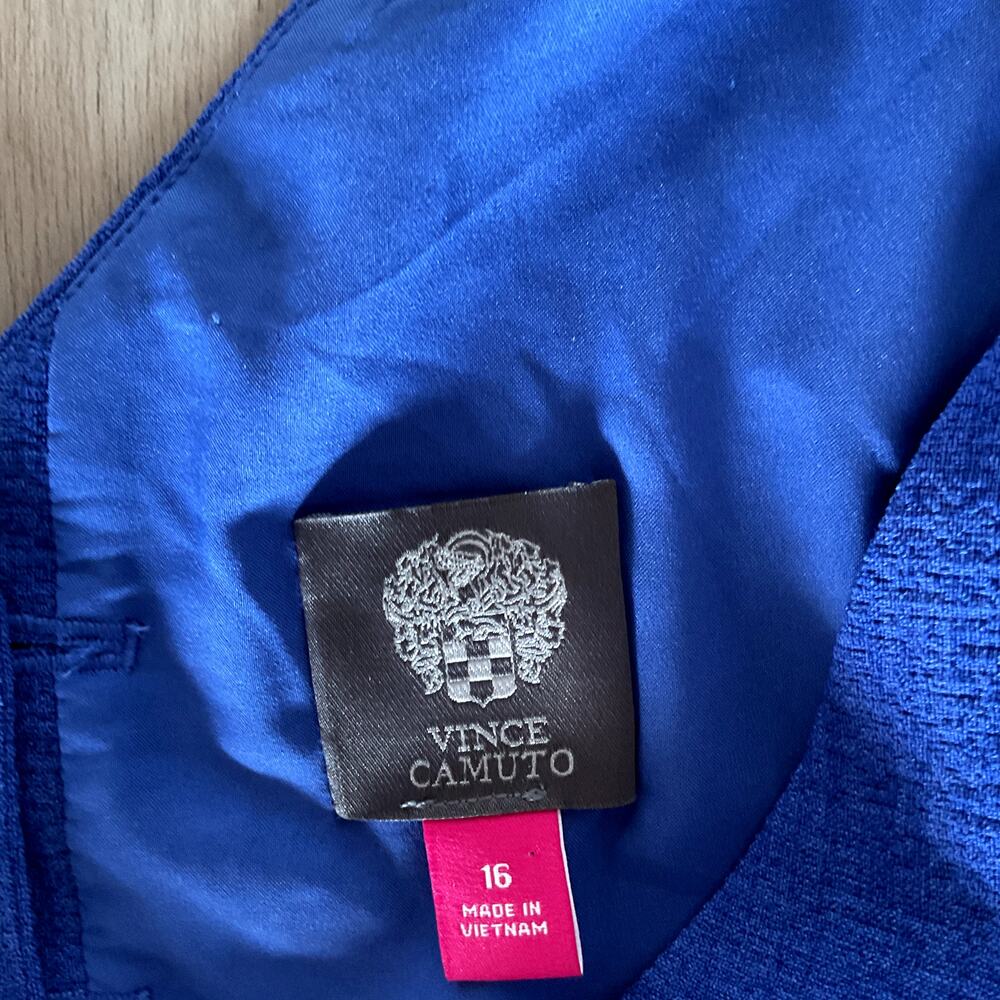 Vince Camuto Royal Blue Button-Back Cutout Fit & Flare Midi Dress Size 16 - Picture 3 of 9